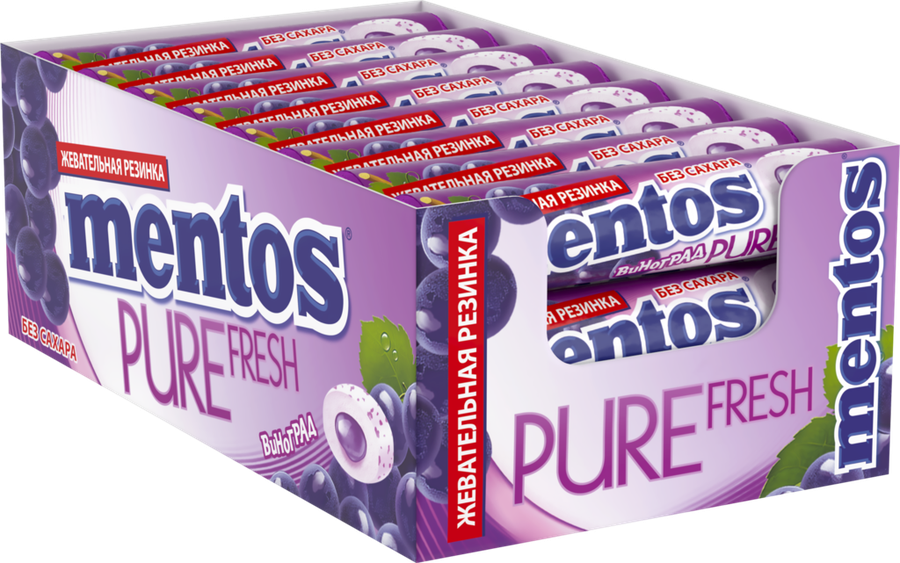 Жевательная резинка MENTOS Pure fresh со вкусом винограда, 15,5г, предпросмотр