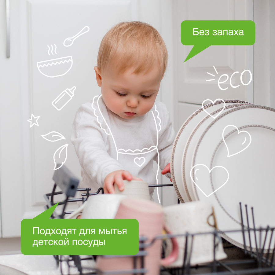 Таблетки для посудомоечной машины SYNERGETIC биоразлагаемые бесфосфатные, 55шт, предпросмотр