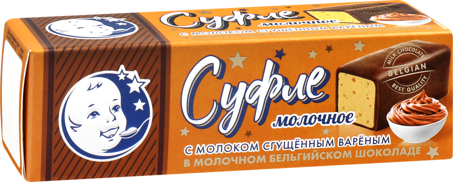 Суфле молочное ЗАВОД ИМЕНИ ПАСТУХОВА с молоком сгущенным вареным в молочном бельгийском шоколаде, без змж, 50г, предпросмотр
