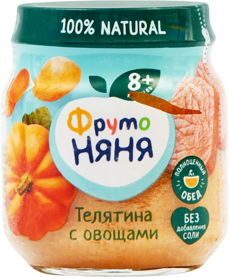 Пюре мясо-овощное ФРУТОНЯНЯ Телятина с овощами, с 8 месяцев, 100г, предпросмотр