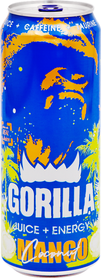 Напиток энергетический GORILLA Mango Coconut тонизирующий сильногазированный, 0.45л, превью