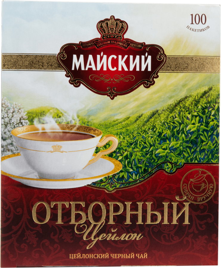 Чай черный МАЙСКИЙ Отборный Цейлонский байховый листовой, 100пак, предпросмотр