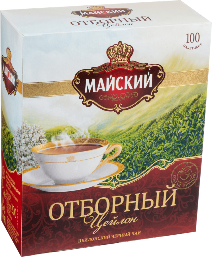 Чай черный МАЙСКИЙ Отборный Цейлонский байховый листовой, 100пак, превью