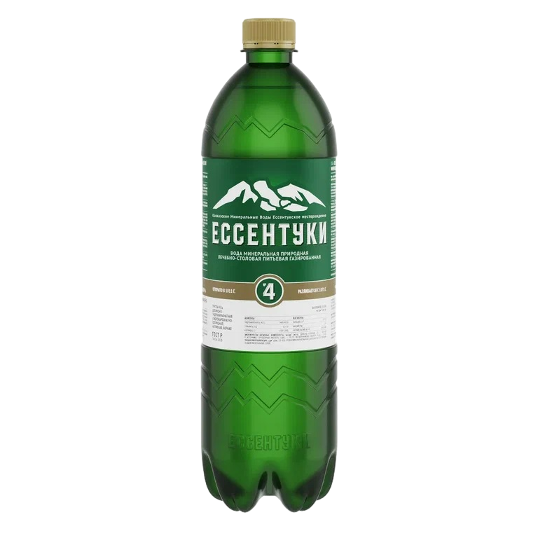 Вода минеральная ЕССЕНТУКИ №4 лечебно-столовая газированная ГОСТ, 1л, превью