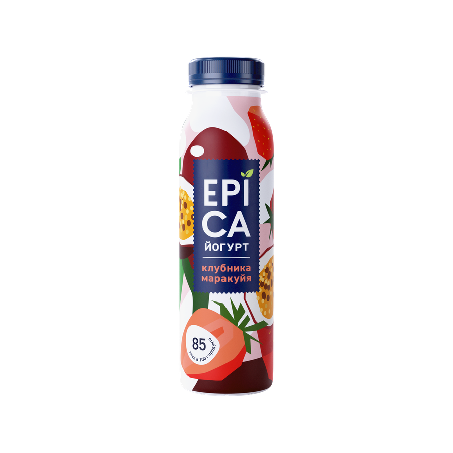 Йогурт питьевой EPICA с клубникой и маракуйей 2,5%, без змж, 260г, превью