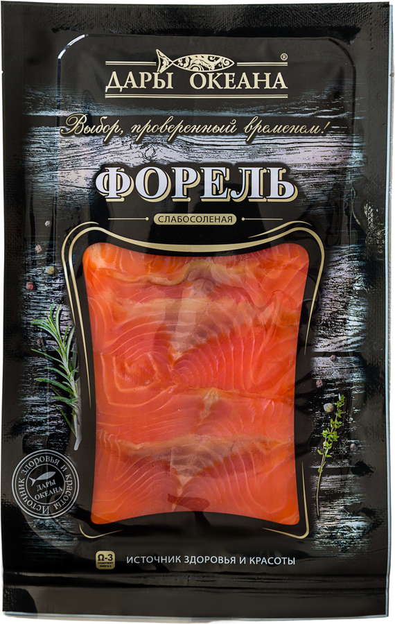 Форель слабосоленая ДАРЫ ОКЕАНА ломтики, 100г, превью