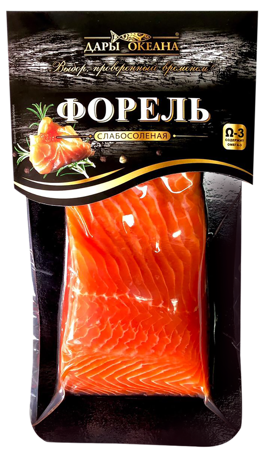 Форель слабосоленая ДАРЫ ОКЕАНА филе-кусок с кожей, 150г, предпросмотр