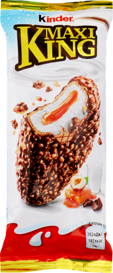 Вафля KINDER Maxi King с молочно-карамельной начинкой в молочном шоколаде с дроблеными лесными орехами, 35г, предпросмотр