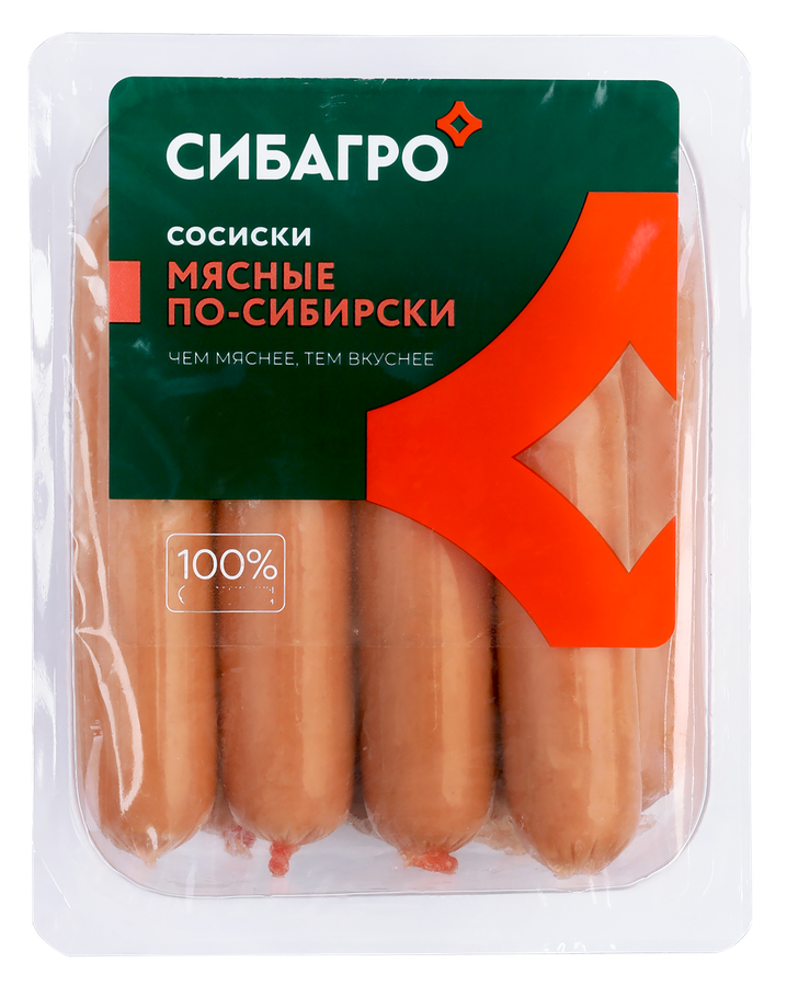 Сосиски СИБАГРО Мясные По-сибирски, 400г, превью