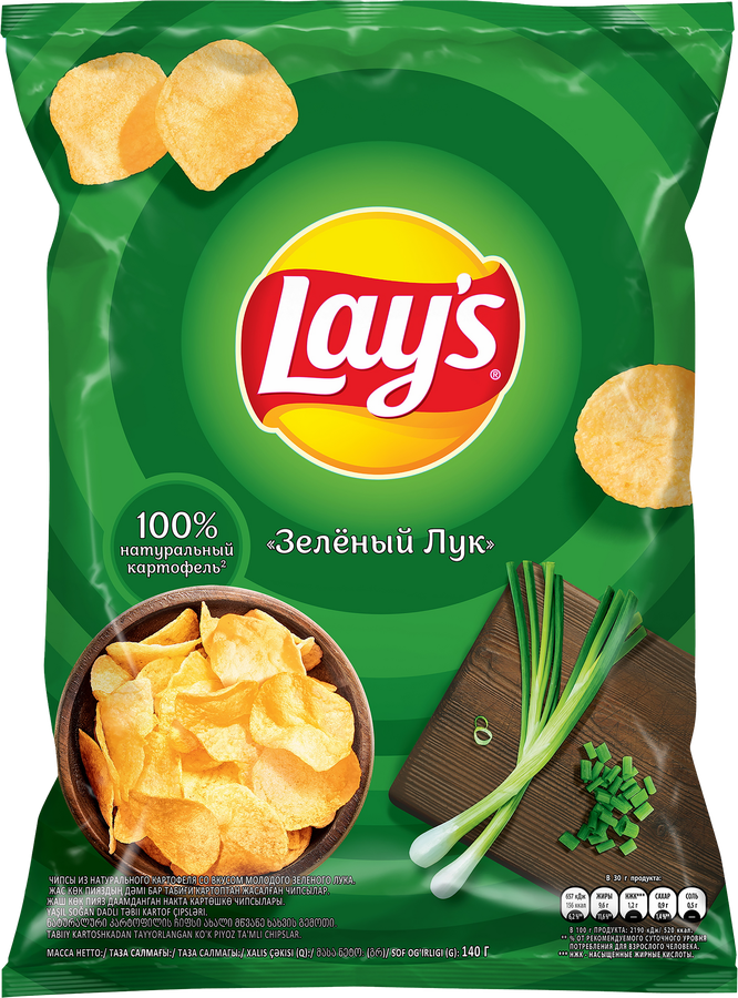 Чипсы картофельные LAY'S Молодой зеленый лук, 140г, превью