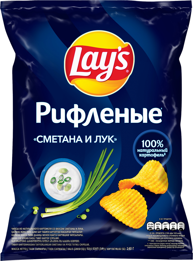 Чипсы картофельные LAY'S Сметана и лук, 140г, превью