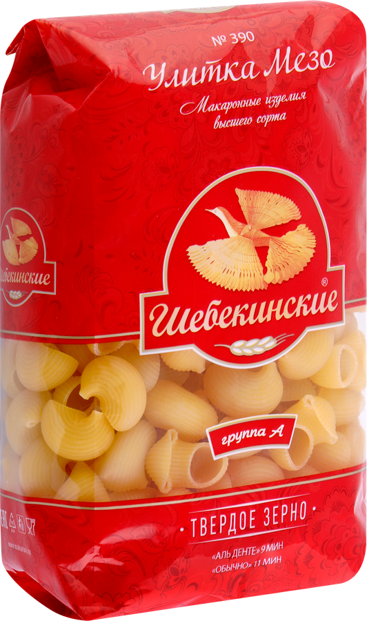 Макароны ШЕБЕКИНСКИЕ Улитка Мезо №390, 450г, предпросмотр