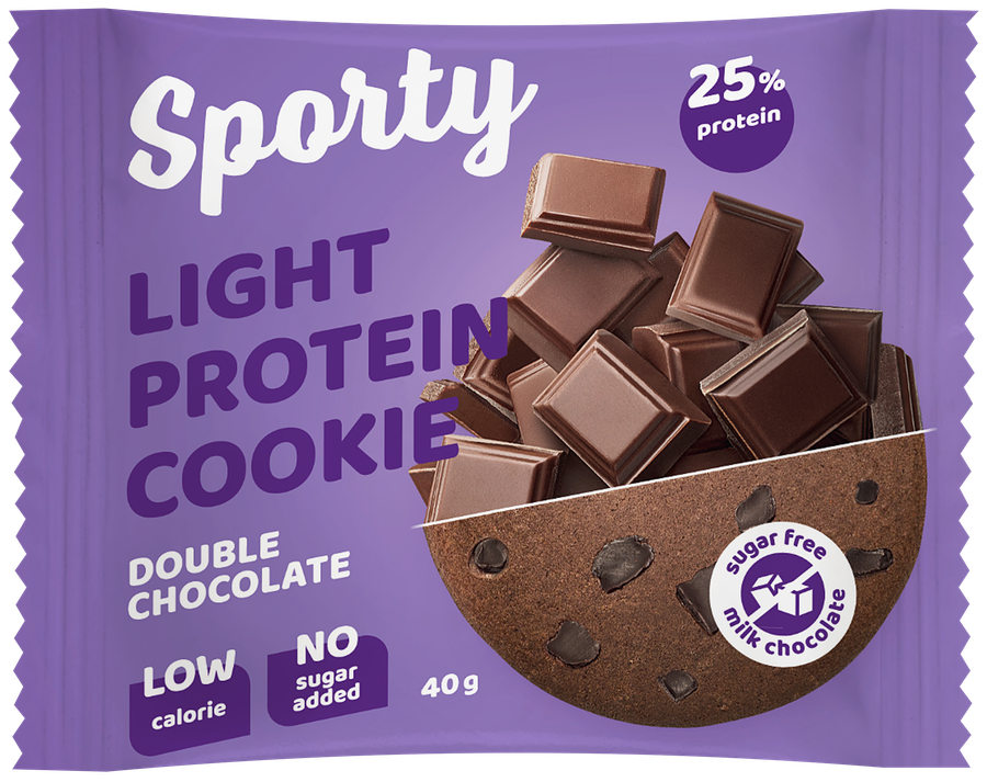 Печенье протеиновое SPORTY Protein Light Двойной шоколад, 40г, превью