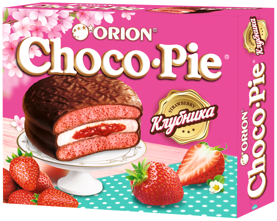 Бисквит ORION Choco Pie Strawberry, 360г, предпросмотр