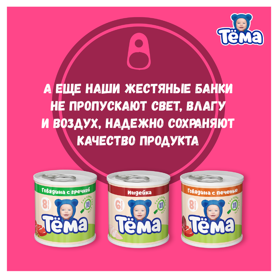 Пюре мясо-растительное ТЕМА Говядина с кабачками и рисом, с 6 месяцев, 90г, превью