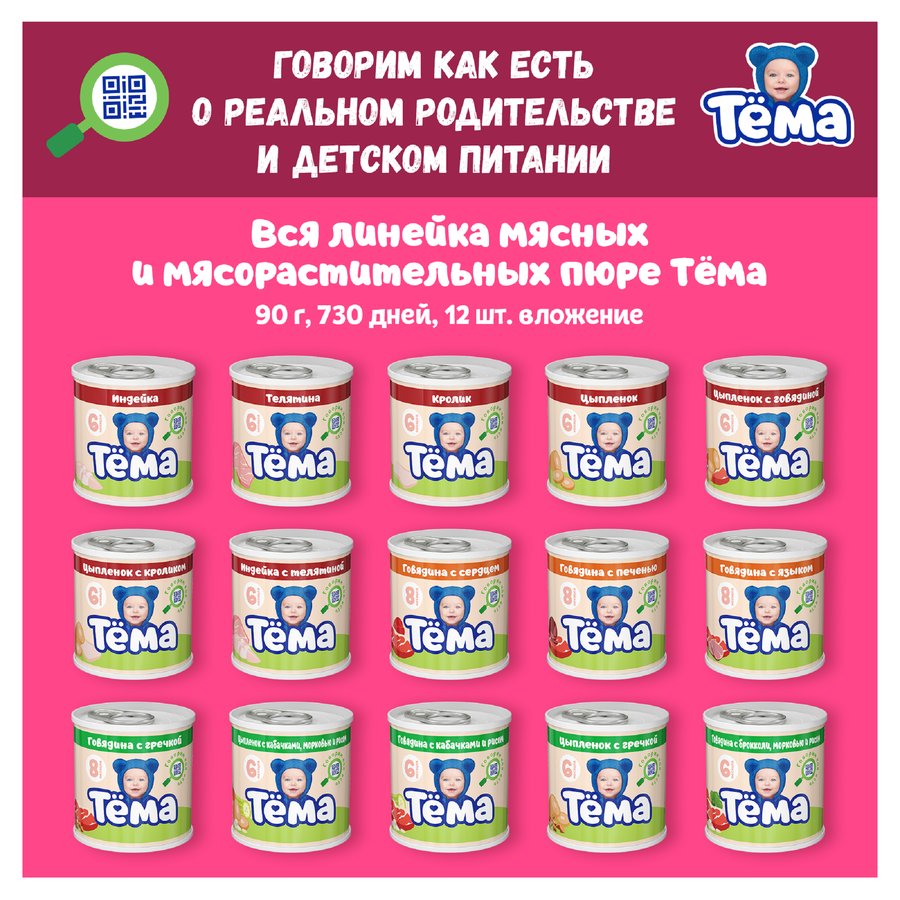 Пюре мясное ТЕМА Говядина, с 6 месяцев, 90г, превью