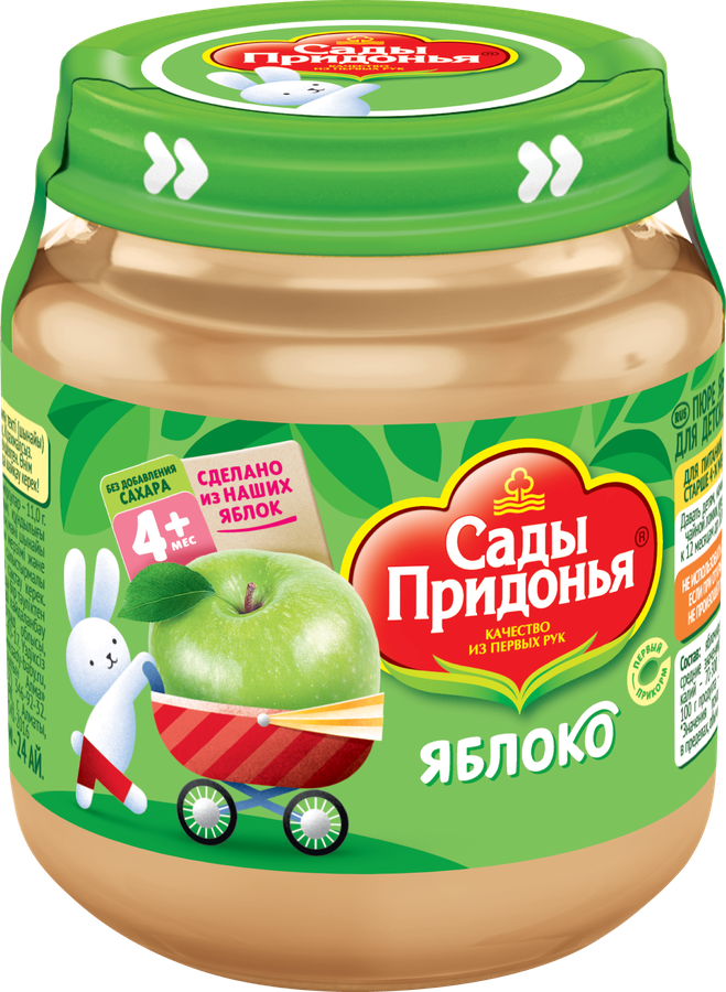 Пюре фруктовое САДЫ ПРИДОНЬЯ Яблоко, с 4 месяцев, 120г, превью