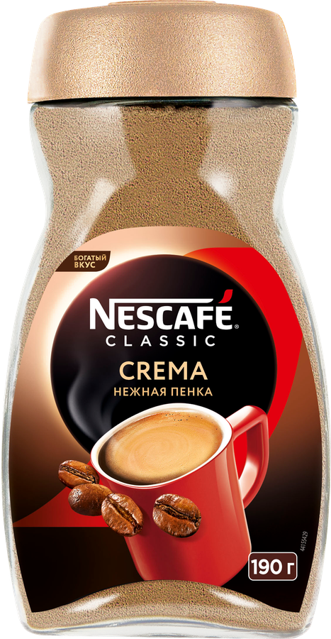 Кофе растворимый НЕСКАФЕ Classic Crema натуральный, 190г, предпросмотр