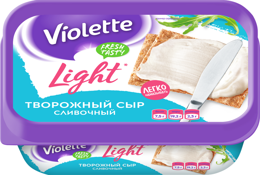 Сыр творожный КАРАТ Виоллета Light сливочный 60%, без змж, 160г, превью