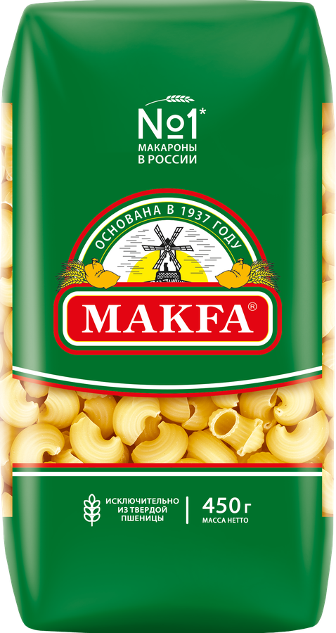 Макароны MAKFA Улитки высший сорт, 450г, предпросмотр