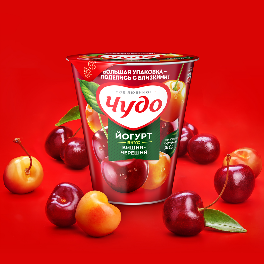 Йогурт ЧУДО Вишня, черешня 2%, без змж, 290г, предпросмотр