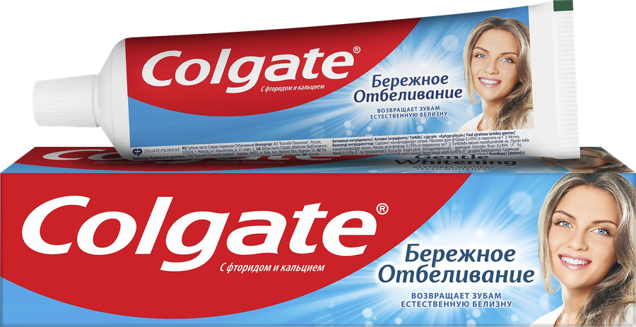 Зубная паста COLGATE Бережное отбеливание, с фтором и кальцием, 100мл, предпросмотр
