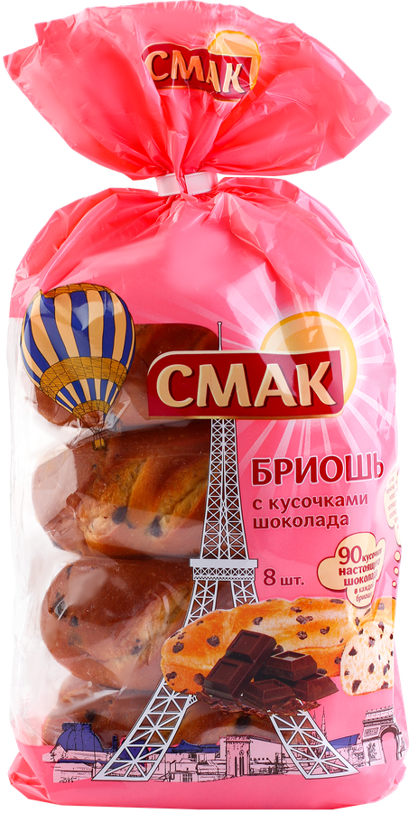 Бриошь СМАК Французские Улочки с кусочками шоколада, 240г, превью