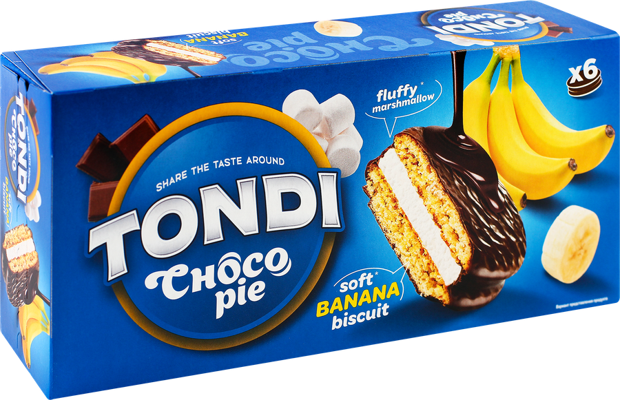 Печенье TONDI Choco Pie банановое, глазированное, 180г, предпросмотр