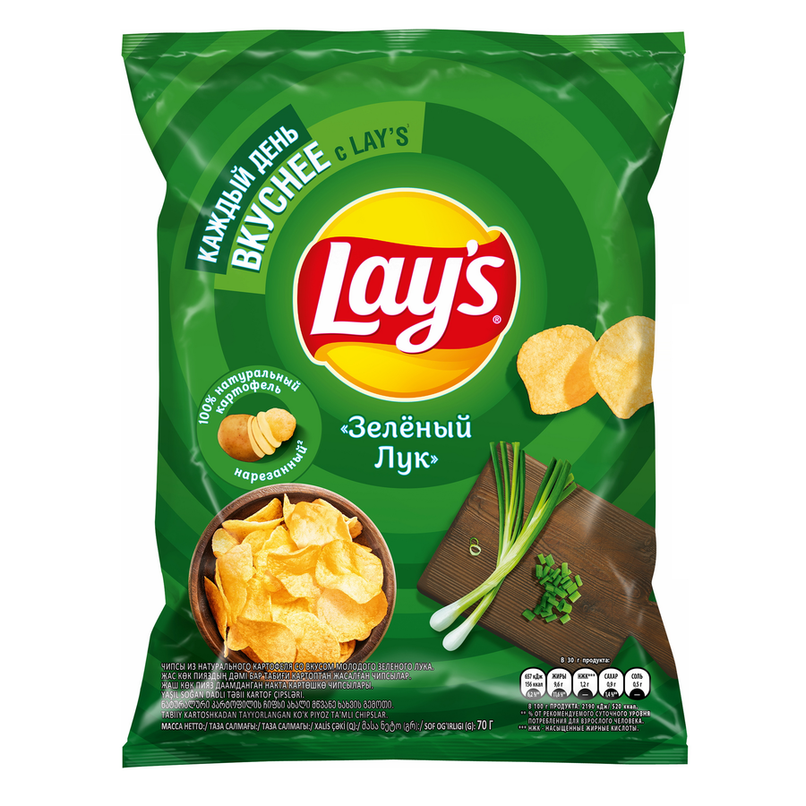 Чипсы картофельные LAY'S со вкусом молодого зеленого лука, 70г, предпросмотр