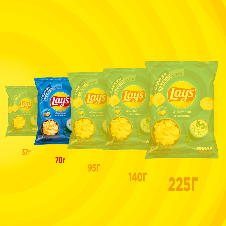 Чипсы картофельные LAY'S со вкусом сметаны и зелени, 70г, предпросмотр
