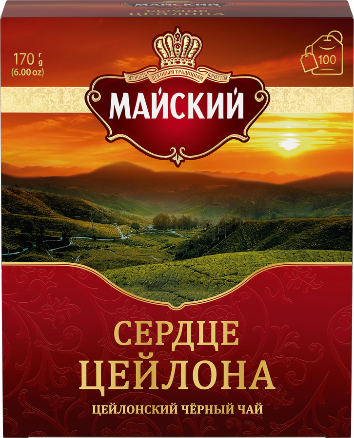 Чай черный МАЙСКИЙ Сердце цейлона цейлонский, листовой, 100пак, предпросмотр