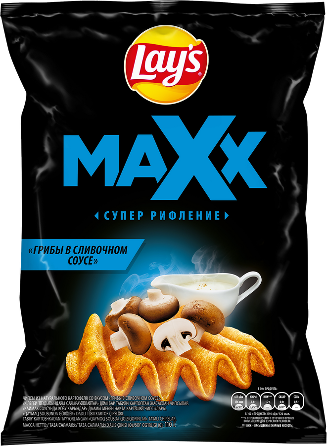 Чипсы картофельные LAY'S Max, со вкусом грибы в сливочном соусе, 110г, превью
