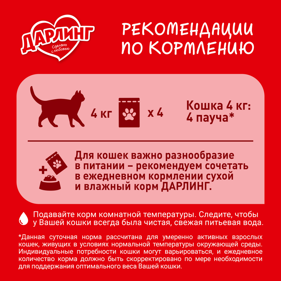 Корм влажный для взрослых кошек ДАРЛИНГ с лососем в подливе, 75г, предпросмотр