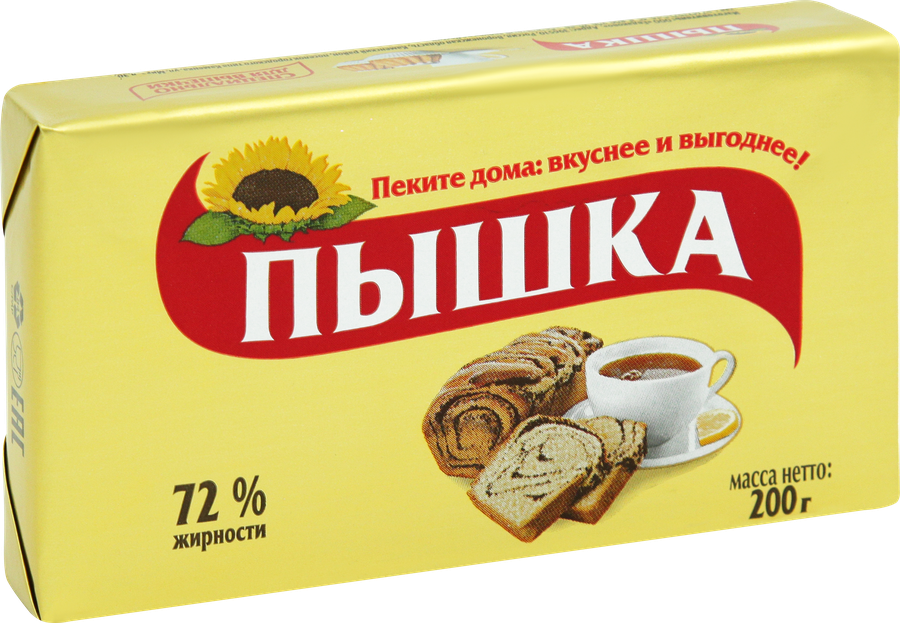 Маргарин ПЫШКА Для выпечки 72%, 200г, превью