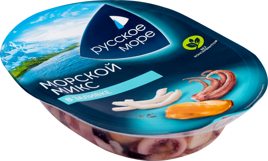 Коктейль из морепродуктов РУССКОЕ МОРЕ Морской микс, в заливке, 180г, предпросмотр
