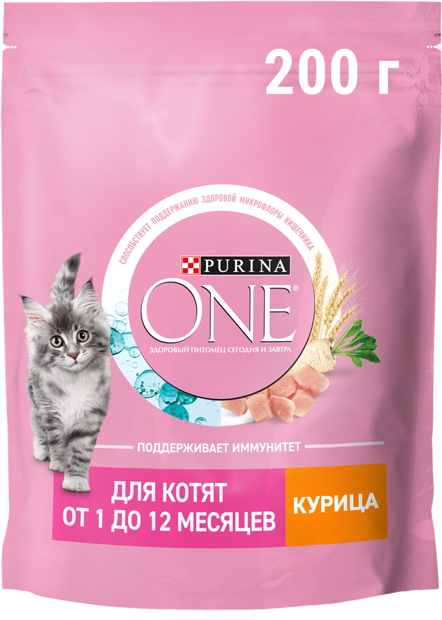 Корм сухой для котят PURINA ONE Kitten с курицей и цельными злаками, 200г, детальное фото
