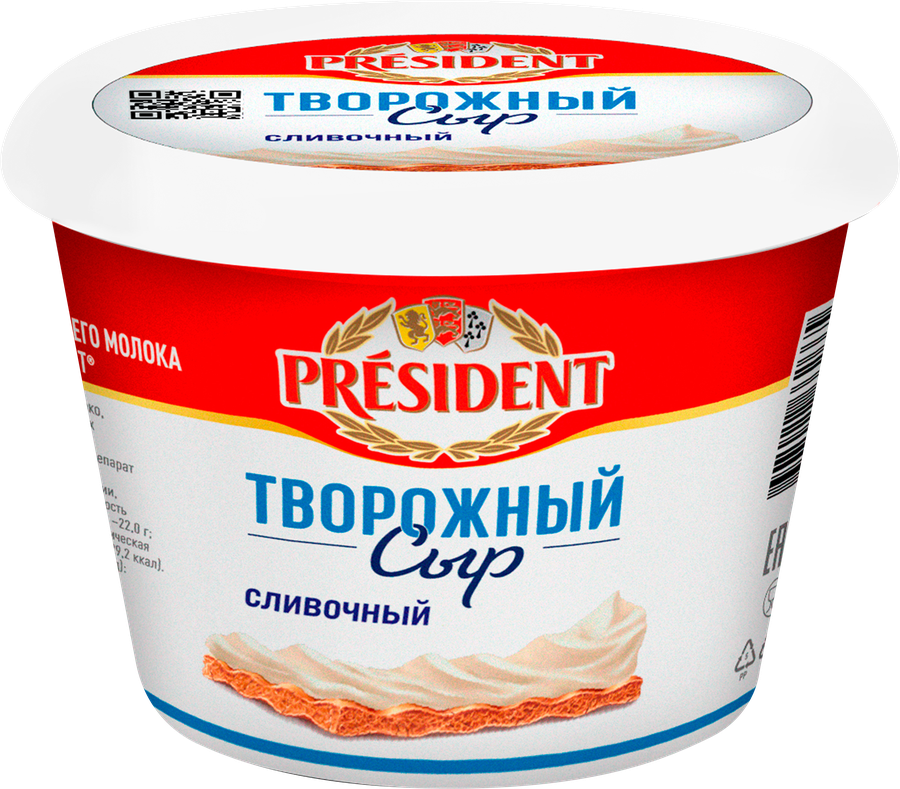 Сыр творожный PRESIDENT Сливочный, без змж, 140г, предпросмотр