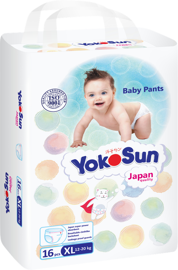 Подгузники-трусики детские YOKOSUN XL 12–20кг, 16шт, предпросмотр