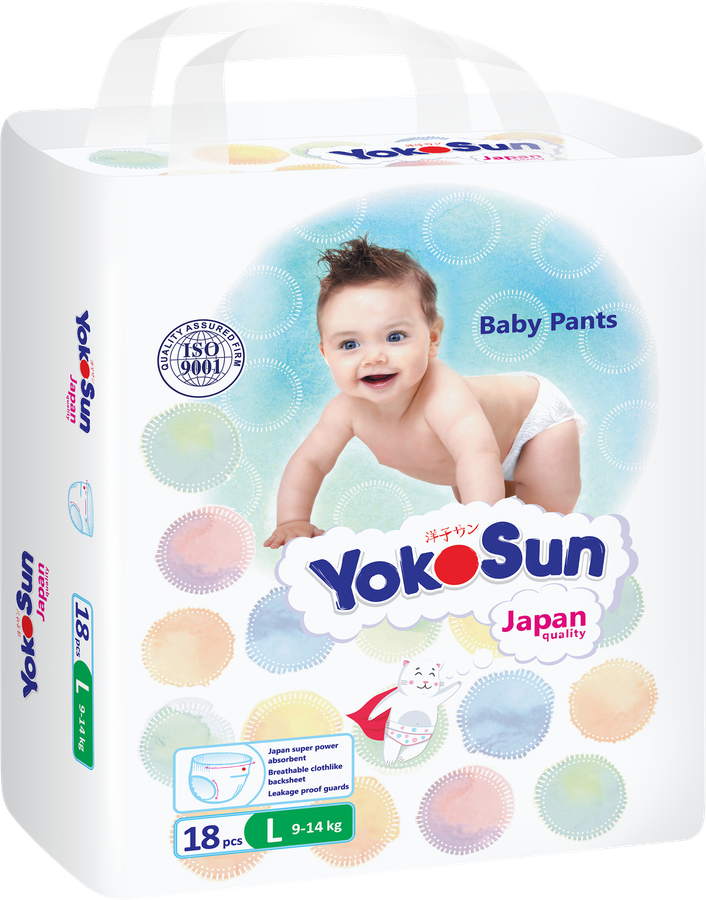 Подгузники-трусики детские YOKOSUN L 9–14кг, 18шт, превью