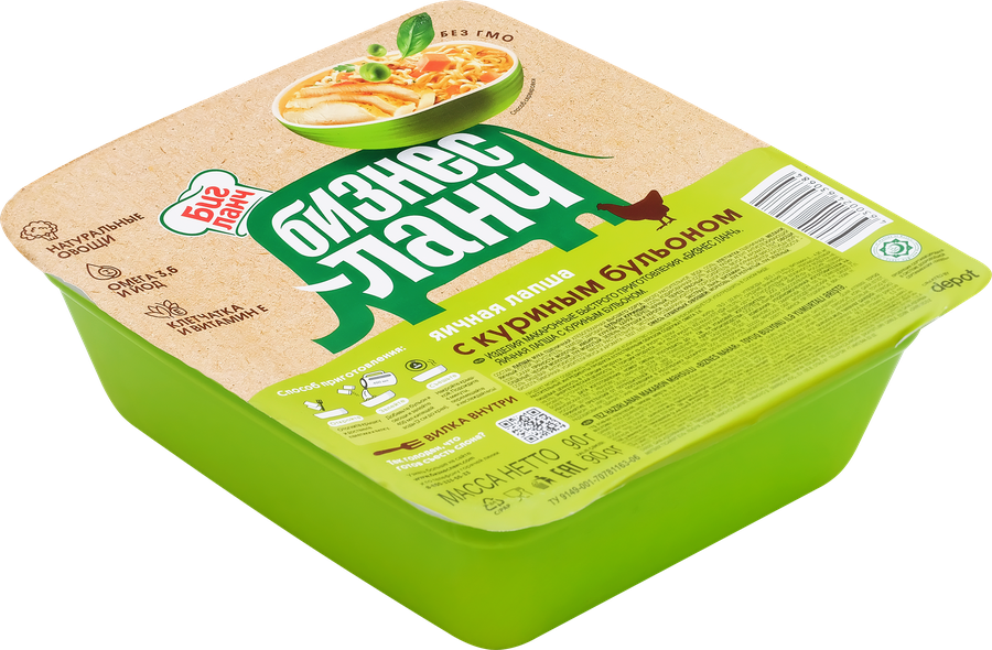 Лапша БИЗНЕС ЛАНЧ Яичная, с куриным бульоном, 90г, предпросмотр