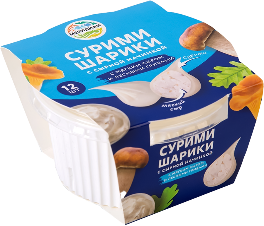 Сурими-шарики МЕРИДИАН с мягким сыром и лесными грибами, 100г, превью