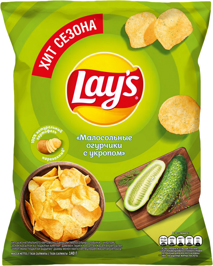 Чипсы картофельные LAY'S Малосольные огурчики с укропом, 140г, предпросмотр