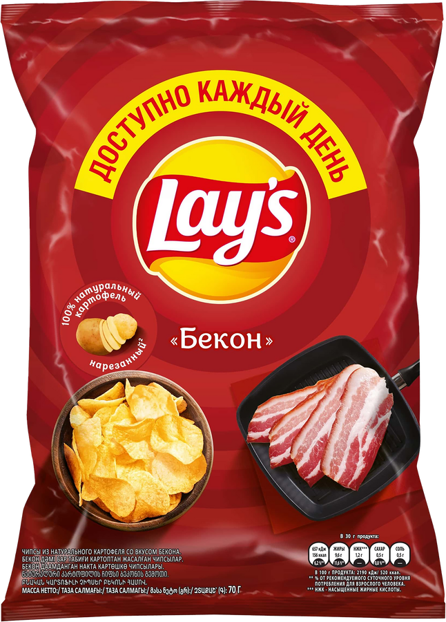 Чипсы картофельные LAY'S Бекон, 70г, предпросмотр