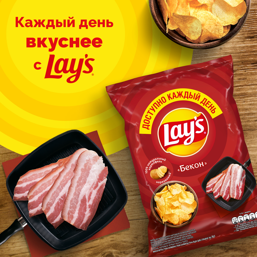 Чипсы картофельные LAY'S Бекон, 70г, превью