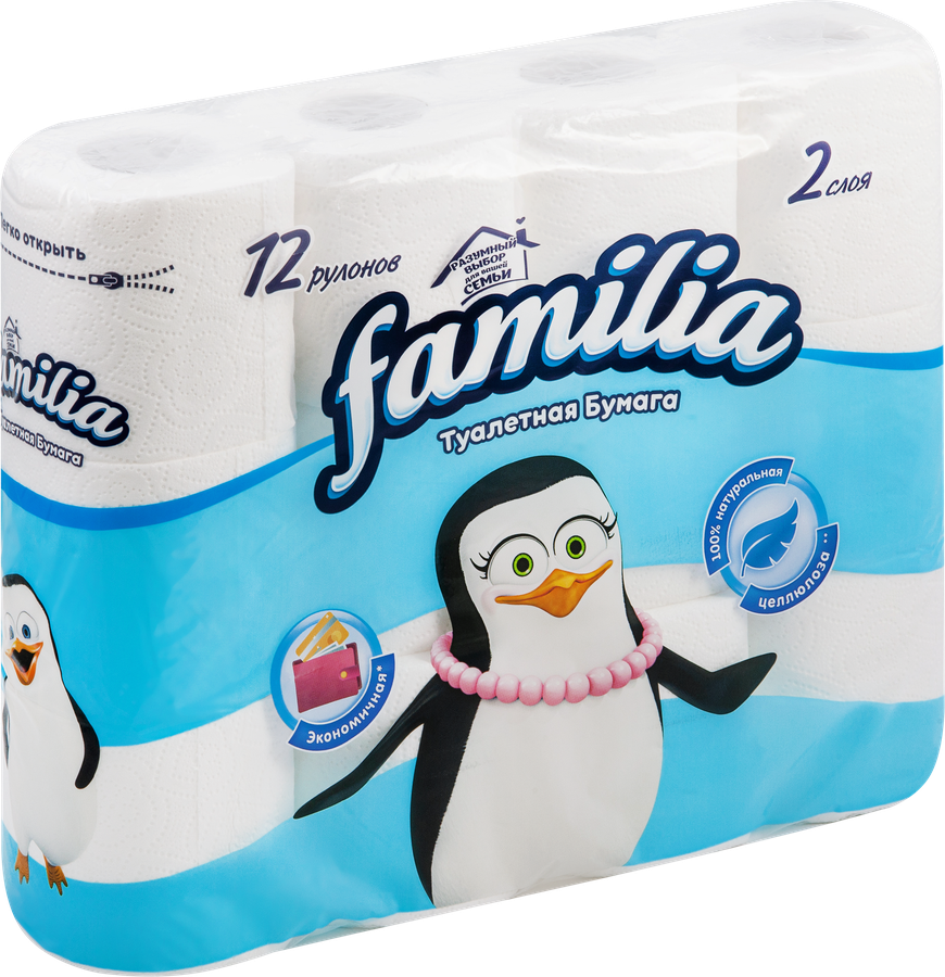 Бумага туалетная FAMILIA Classic 2-слоя, 12шт, предпросмотр