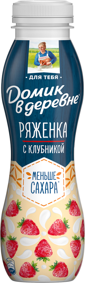 Ряженка ДОМИК В ДЕРЕВНЕ Клубника 2,1% без змж, 260г, превью