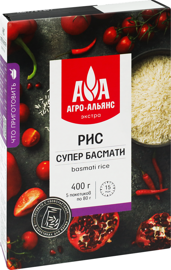 Рис АГРО-АЛЬЯНС Супер Басмати, Экстра, в пакетиках, 5х80г, превью