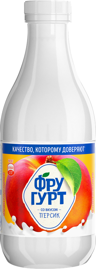 Напиток кисломолочный ФРУГУРТ со вкусом персика 1%, без змж, 930г, превью