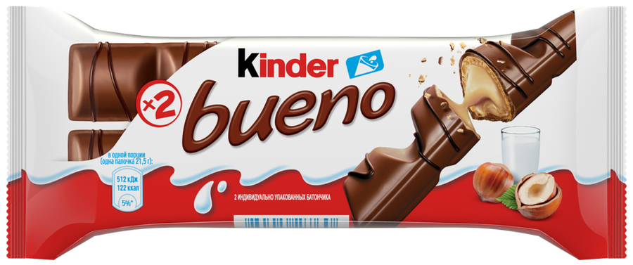 Вафли KINDER Bueno в молочном шоколаде, 43г, предпросмотр
