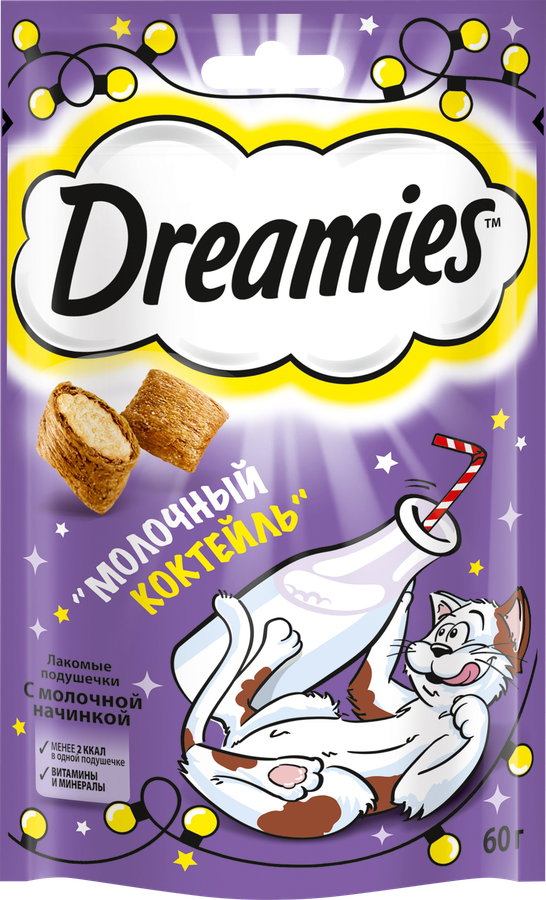 Лакомство для взрослых кошек DREAMIES Молочный коктейль с добавлением молока, 60г, предпросмотр
